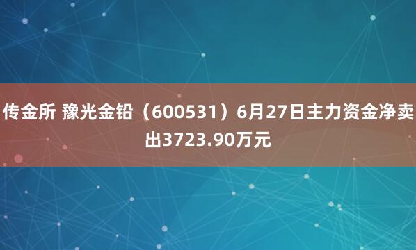 传金所 豫光金铅（600531）6月27日主力资金净卖出3723.90万元